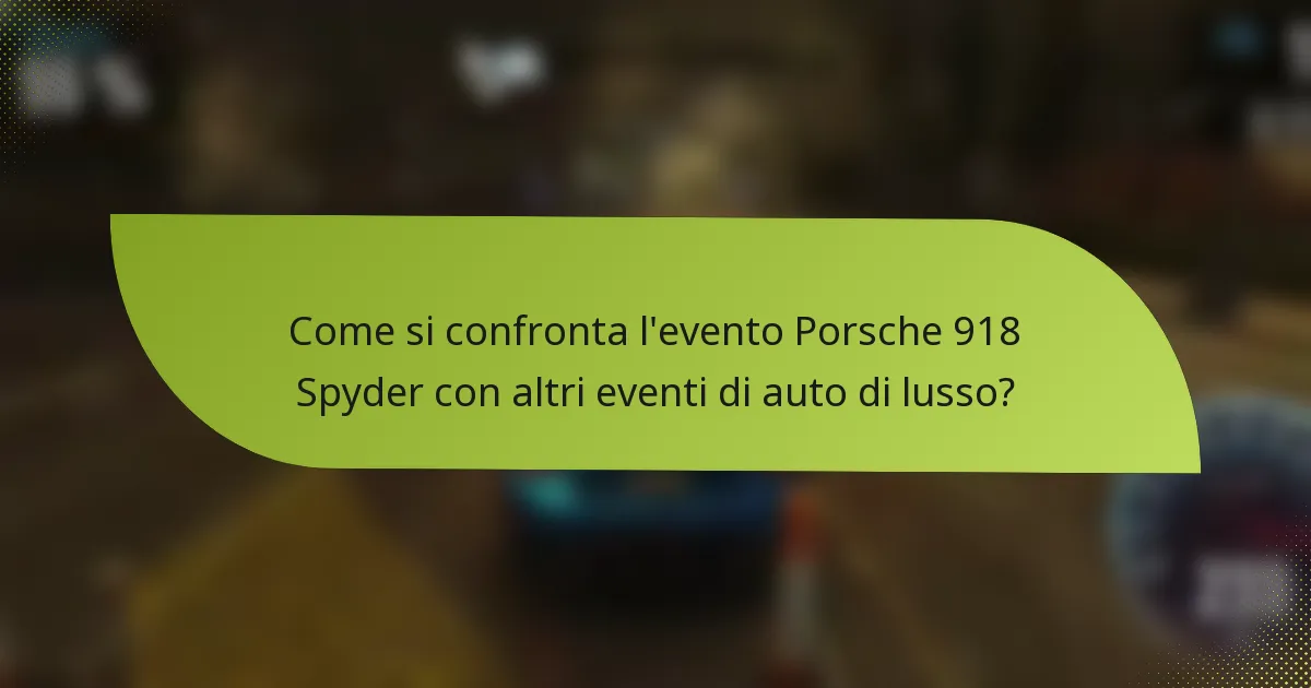 Come si confronta l'evento Porsche 918 Spyder con altri eventi di auto di lusso?